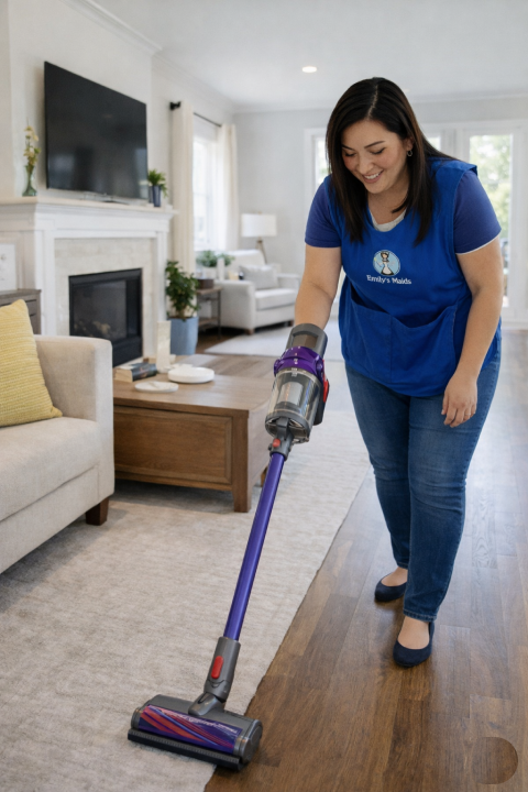House cleaner vacuuming fñpprs